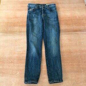Diesel Babhila Skinny Cowhide Leather Jeans Women 25x30 Blue Button Fly Distress